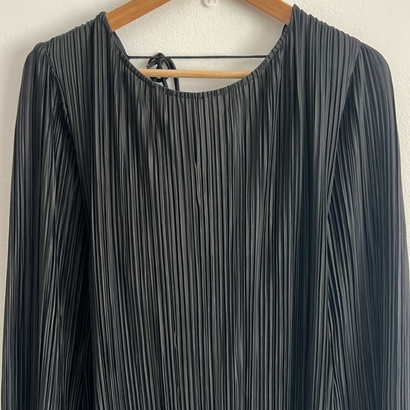 4SI3NNA Krista Pleated Long Sleeve Midi Dress Black - Picture 6 of 16